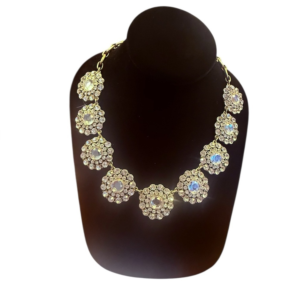 Vintage J. Crew Radiant Gold and CZ Crystal Necklace 21”
